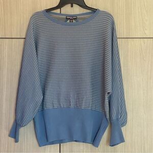 Adrienne Landau Blue & Tan Open Back Dolman Tunic Size XL NWT